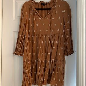 Madewell tie-neck tiered mini dress, bloom dot, size S
